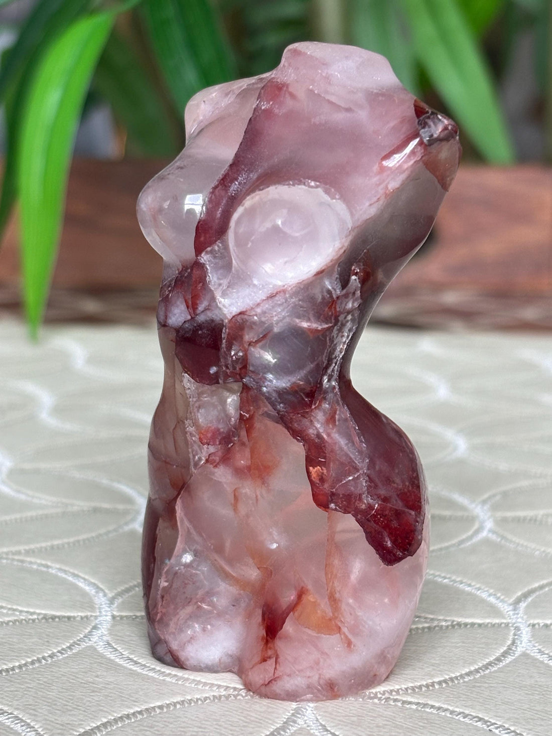 Fire Quartz Crystal Women's Body: Grounding Healing Stone (3.30 inches