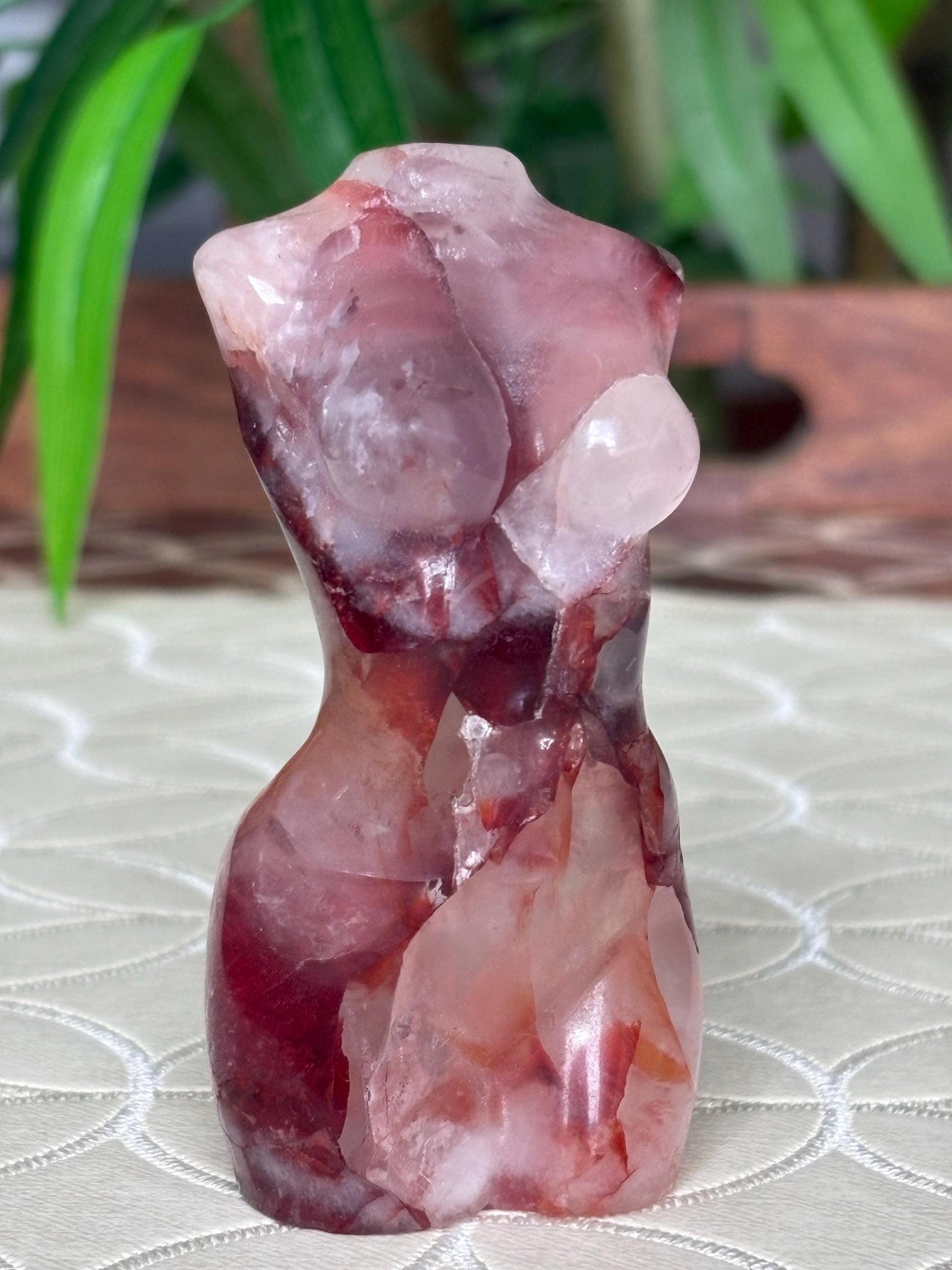 Fire Quartz Crystal Women's Body: Grounding Healing Stone (3.30 inches