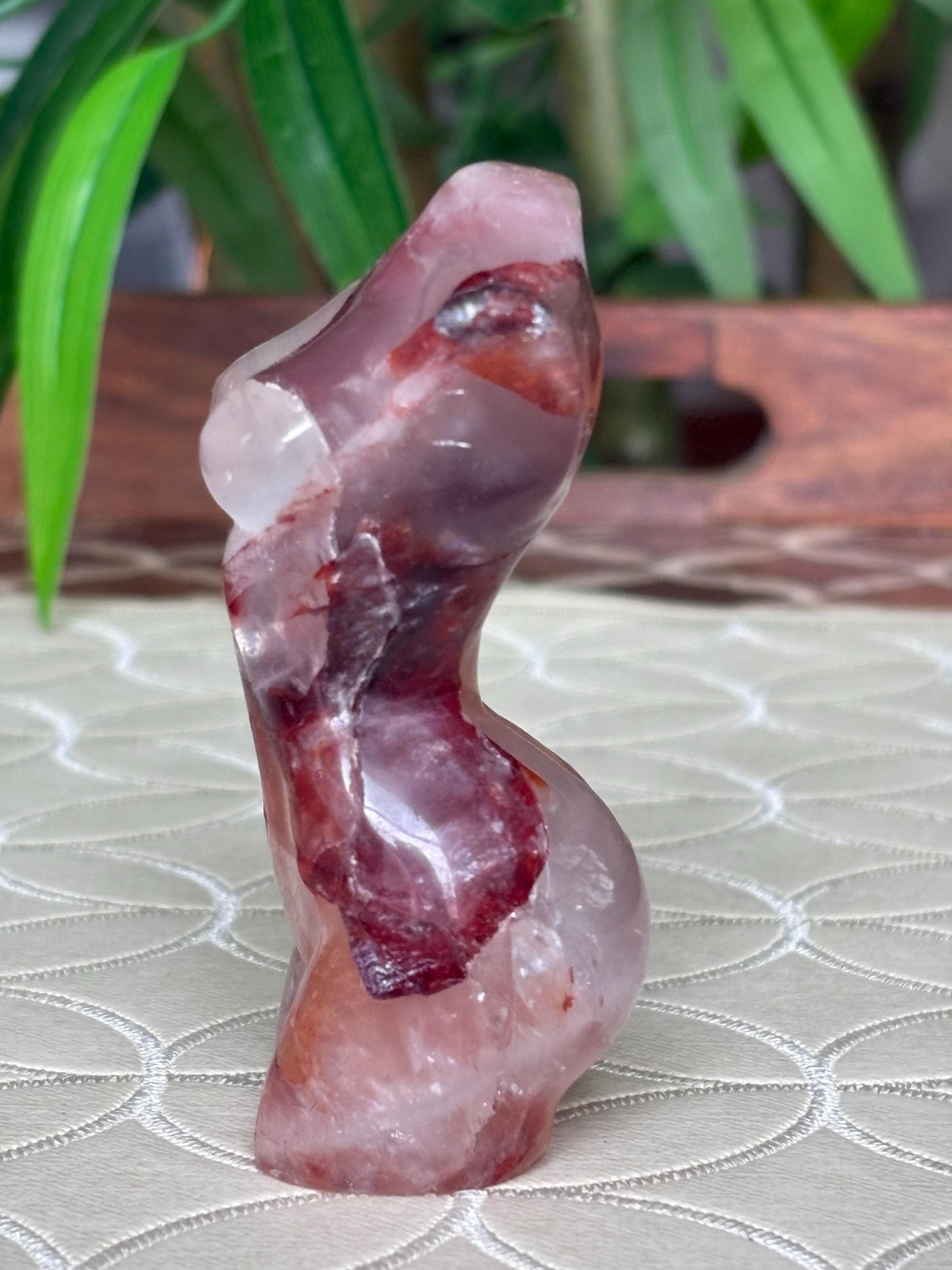 Fire Quartz Crystal Women's Body: Grounding Healing Stone (3.30 inches