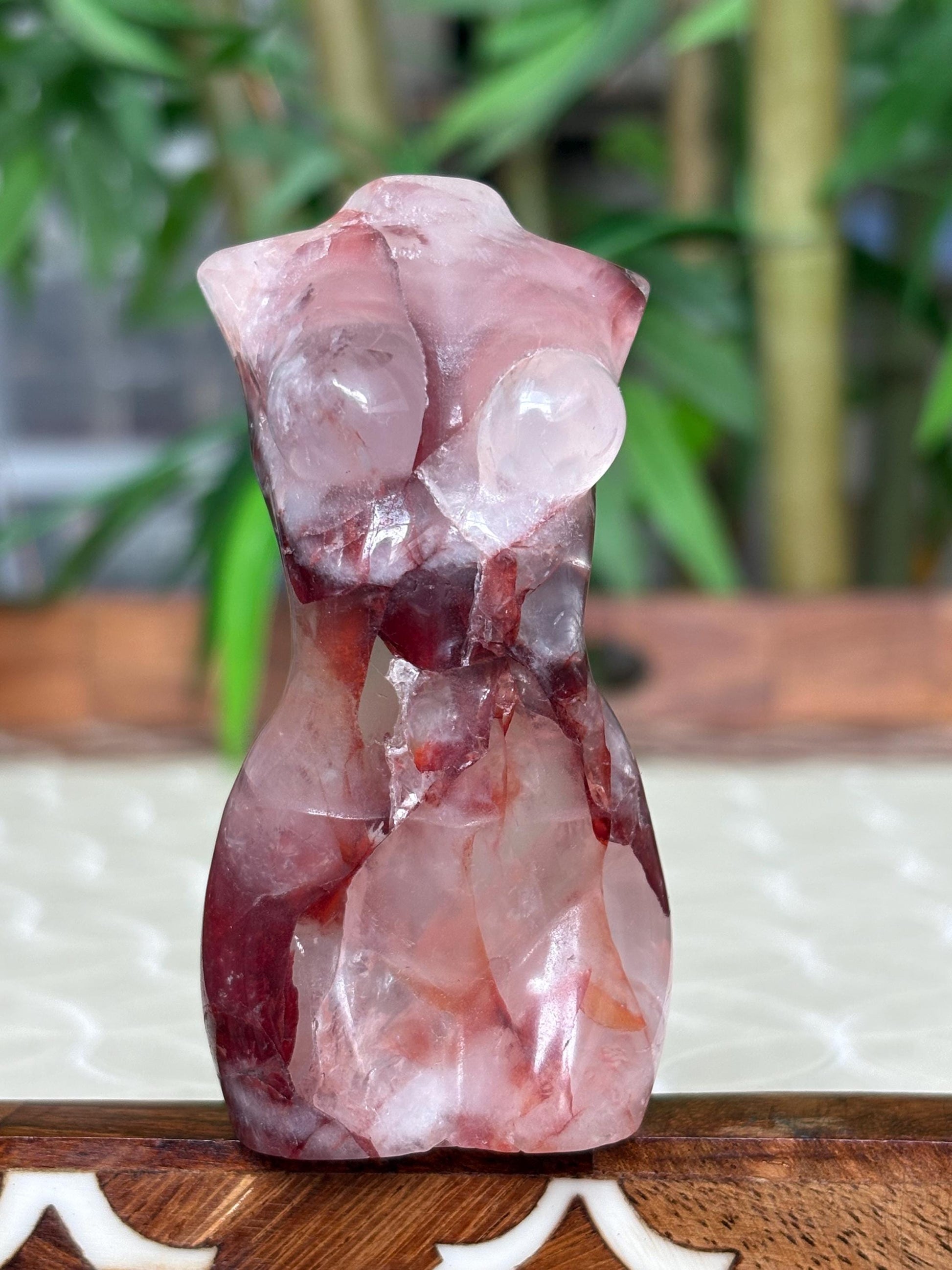 Fire Quartz Crystal Women's Body: Grounding Healing Stone (3.30 inches