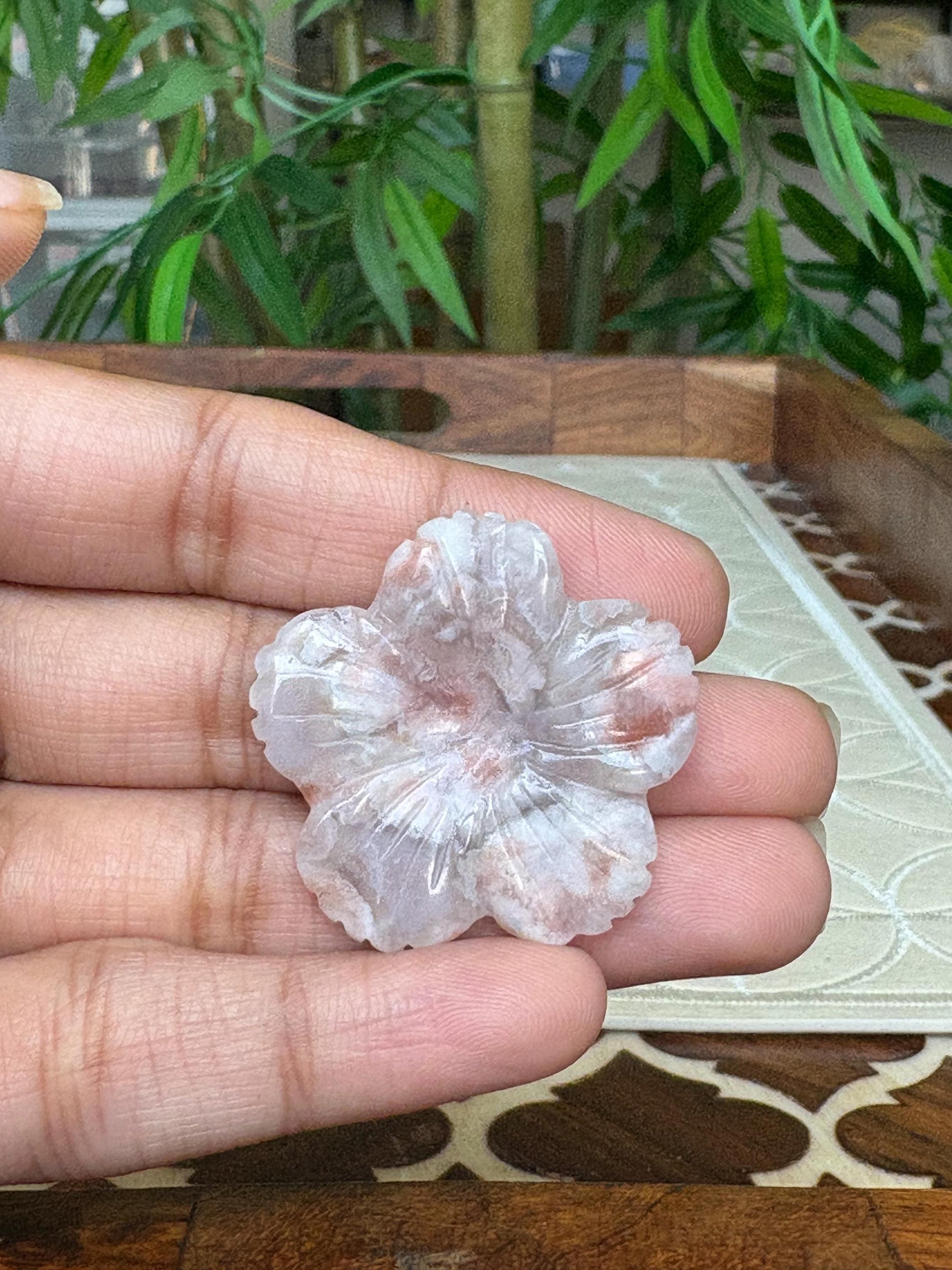 Flower Agate Crystal Carving- Flowers; 1.28 inches