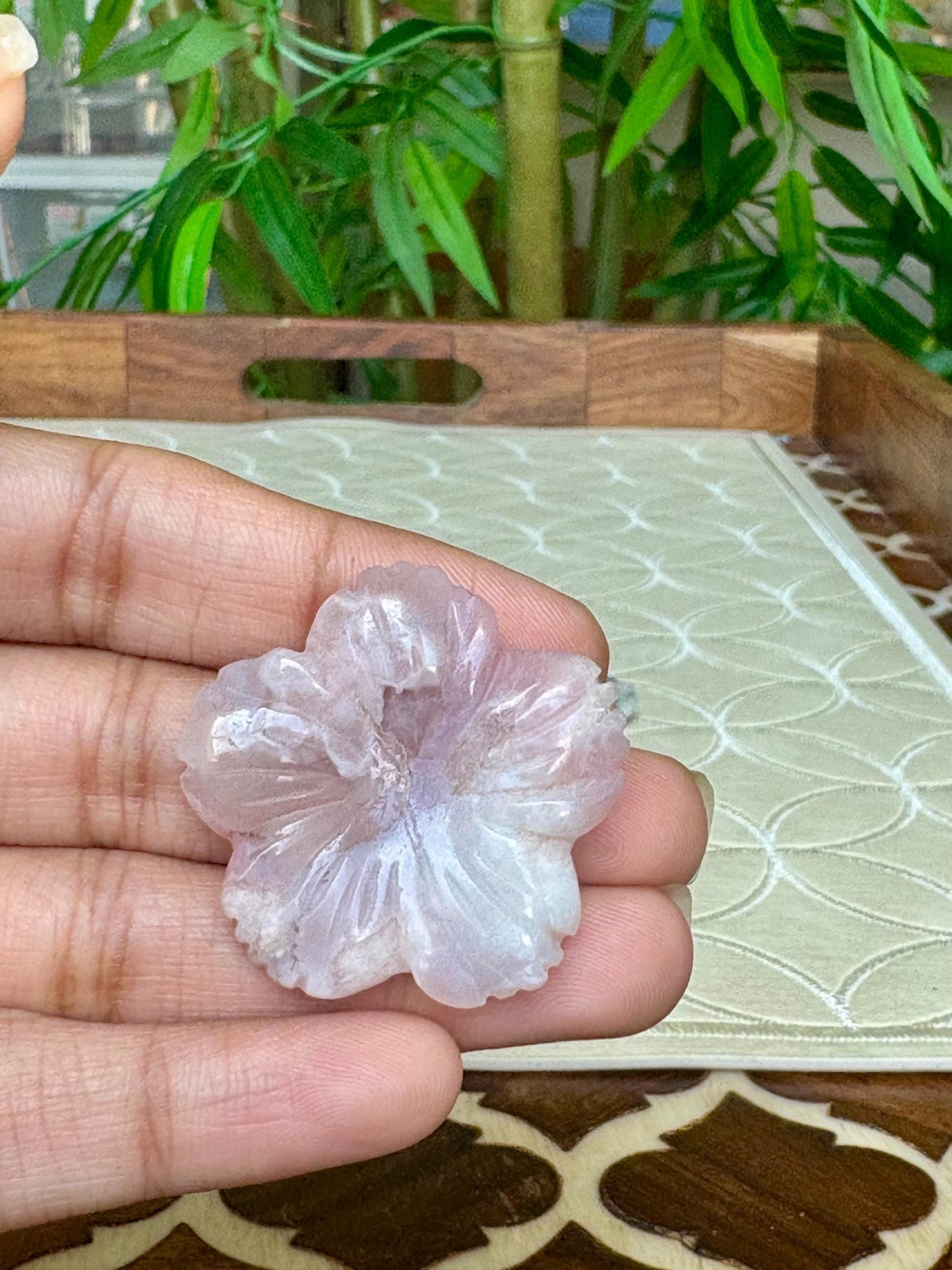 Flower Agate Crystal Carving- Flowers; 1.28 inches