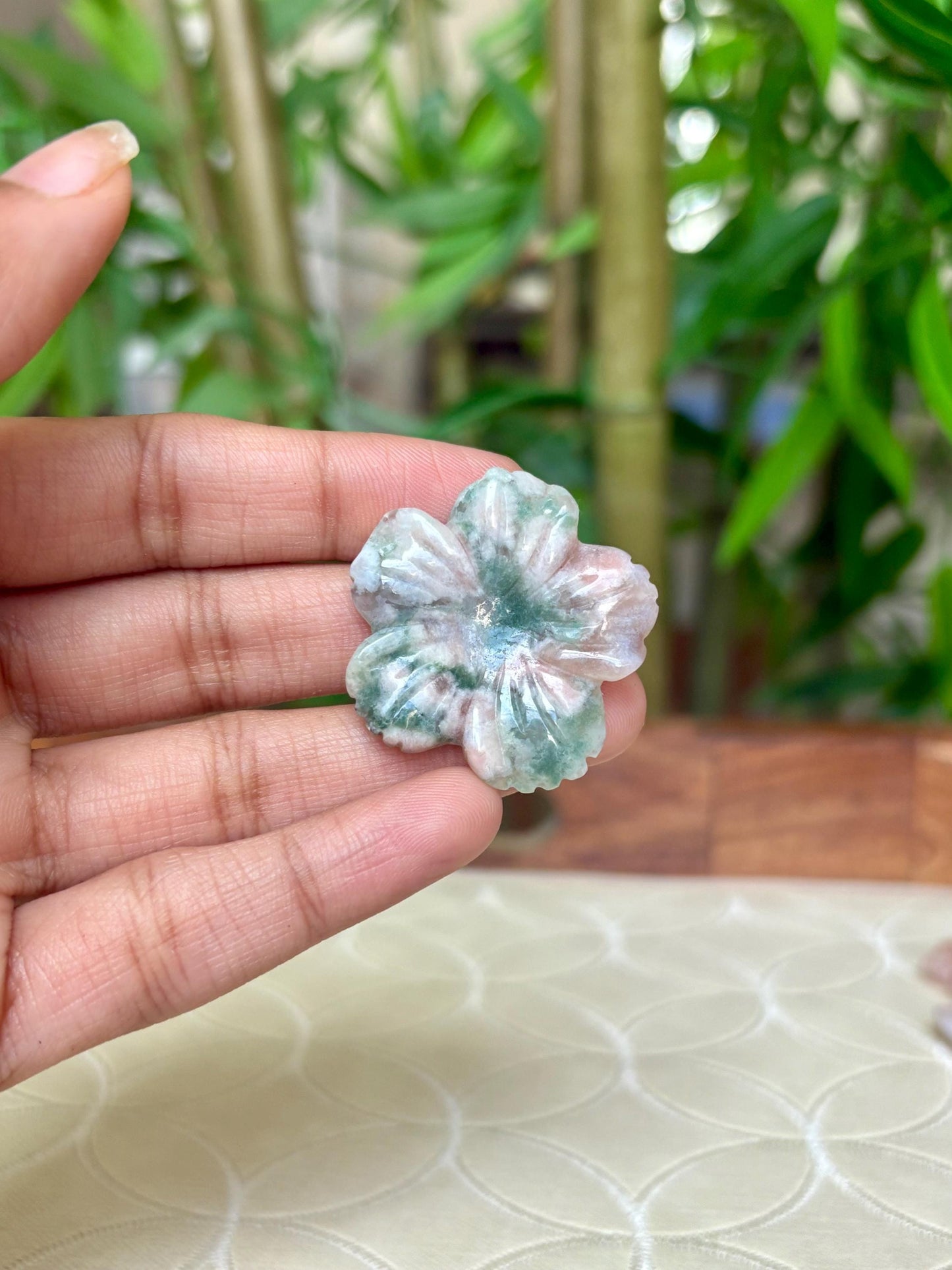 Flower Agate Crystal Carving- Flowers; 1.28 inches