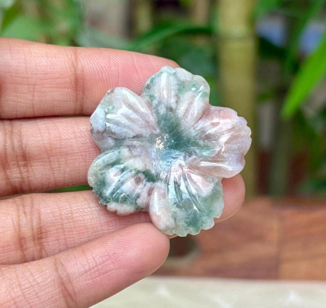 Flower Agate Crystal Carving- Flowers; 1.28 inches