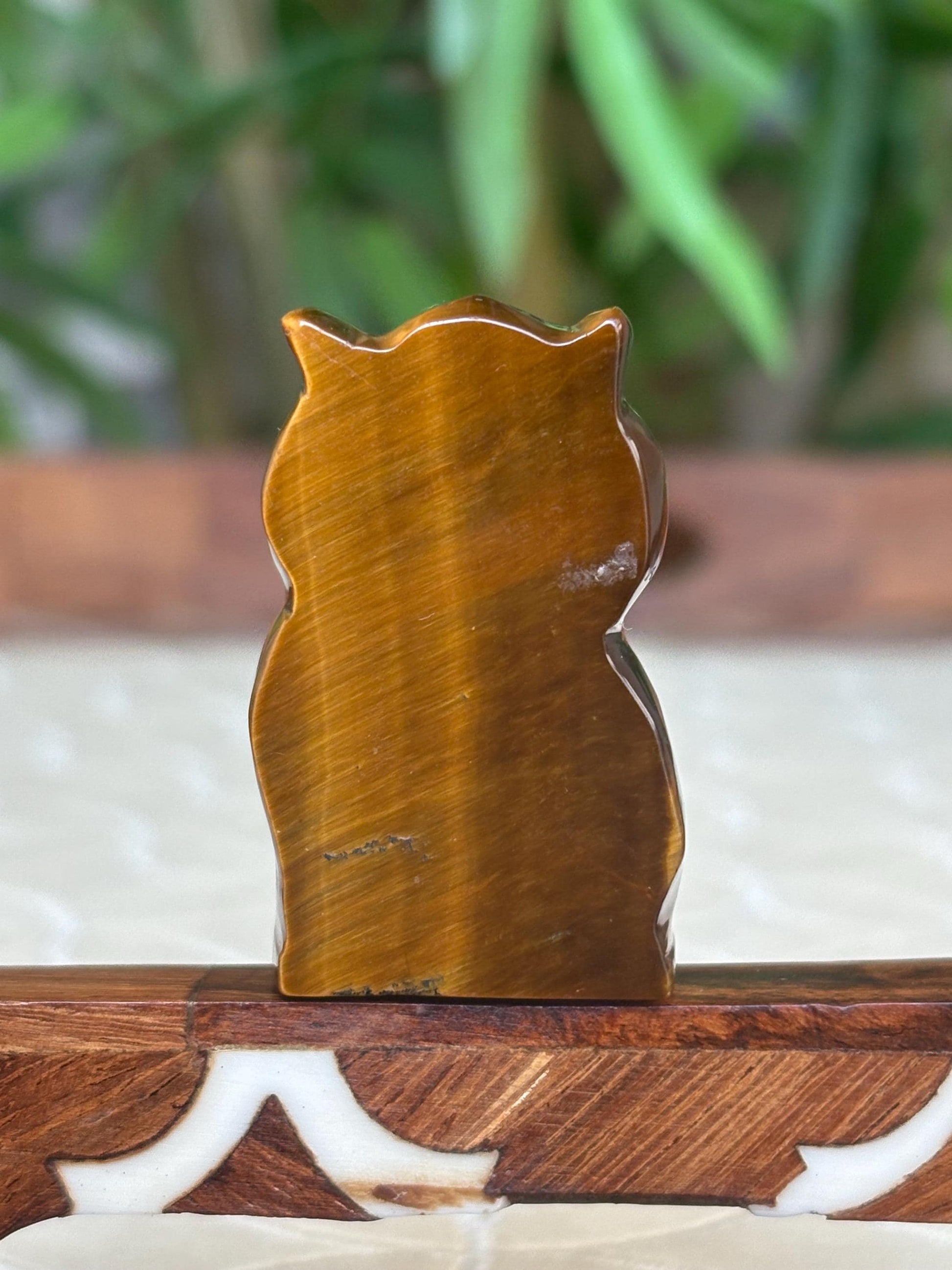 Tiger Eye Owl Carving ; 1.70 Inches