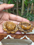 Tiger Eye Lotus Carving ; 1.90 inches
