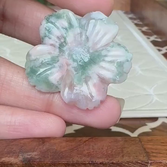 Flower Agate Crystal Carving- Flowers; 1.28 inches