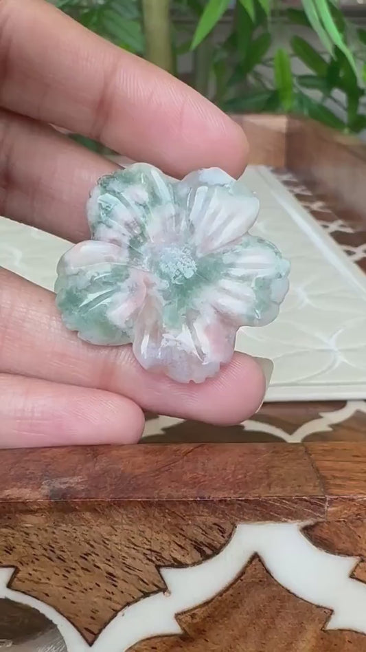 Flower Agate Crystal Carving- Flowers; 1.28 inches