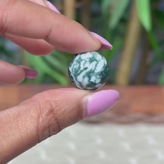 Mini Moss Agate Spheres; 16mm