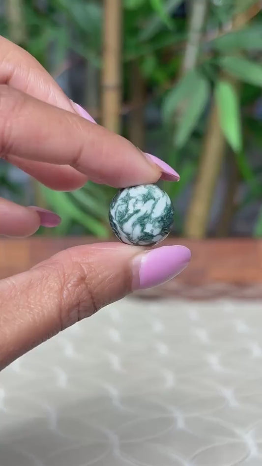 Mini Moss Agate Spheres; 16mm