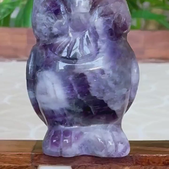 Chevron Amethyst Owls; 1.64 Inches