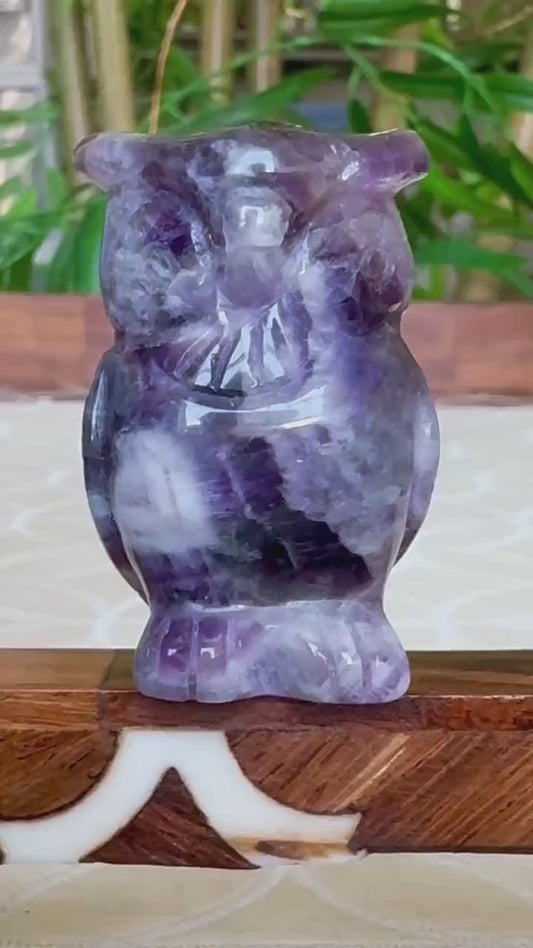 Chevron Amethyst Owls; 1.64 Inches