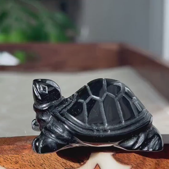 AAA Quality Black Obsidian Crystal  Turtles; 1.91 inches