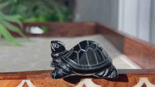 AAA Quality Black Obsidian Crystal  Turtles; 1.91 inches