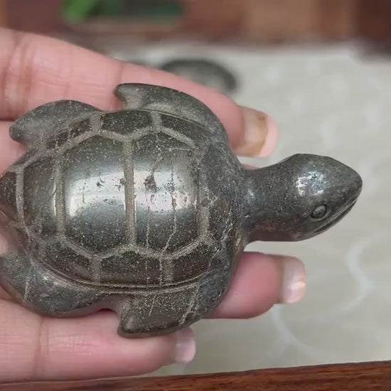 Pyrite Turtle Crystal Carvings; 2.5 inches