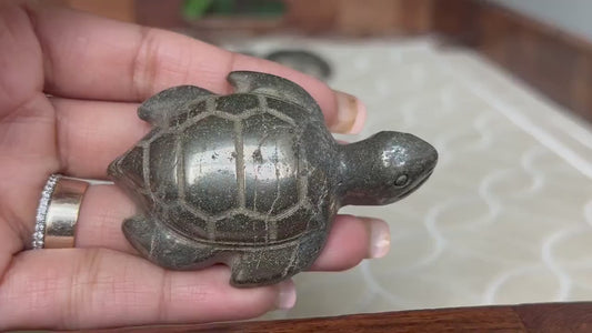 Pyrite Turtle Crystal Carvings; 2.5 inches