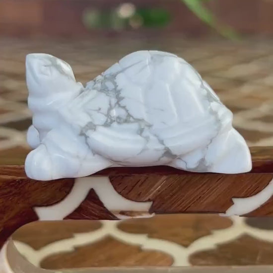 Howlite Crystal Turtle Carving: Healing Stone (1.92 Inches)