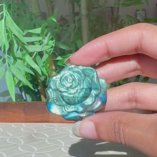 Super Flashy Labradorite Roses; Crystal Carvings