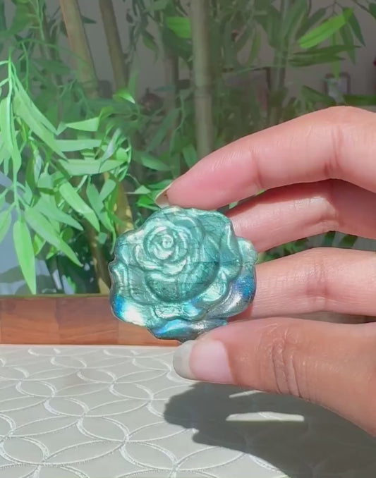 Super Flashy Labradorite Roses; Crystal Carvings